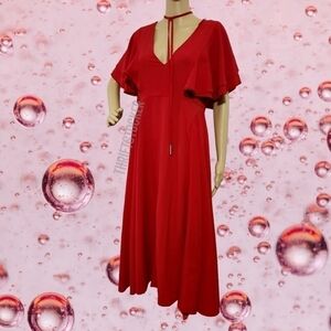 Red Dress With Flowy Sleeves